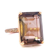 Smokey Quartz and Diamond Fashion Ring