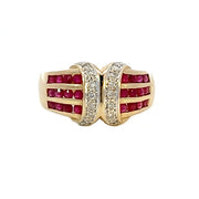 14K Yellow Gold Ruby and Diamond Fashion Ring- FINAL SALE