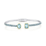 Load image into Gallery viewer, SLOANE STREET Sterling Silver Open Toi Et Moi Blue Topaz Bracelet