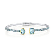 SLOANE STREET Sterling Silver Open Toi Et Moi Blue Topaz Bracelet