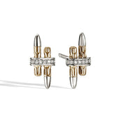 JOHN HARDY Spear Silver and14K Gold Diamond Pavé Stud Earrings