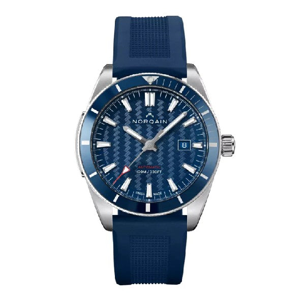 NORQAIN Adventure Sport Watch, 42mm Blue Dial, Blue Rubber