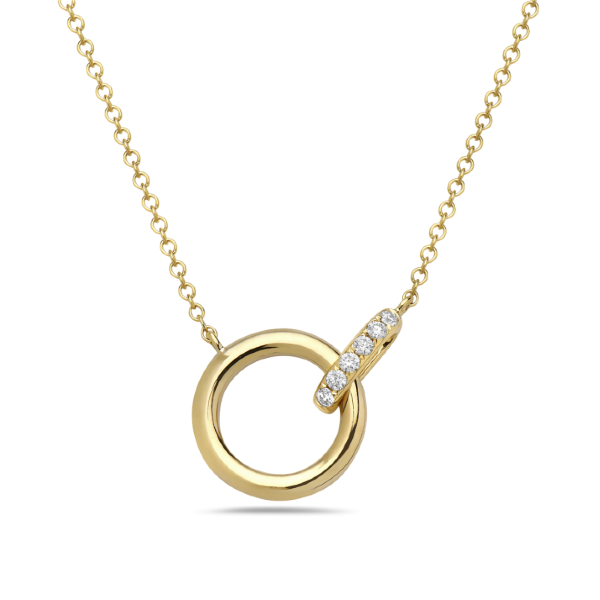 14K Yellow Gold Diamond Circle Necklace