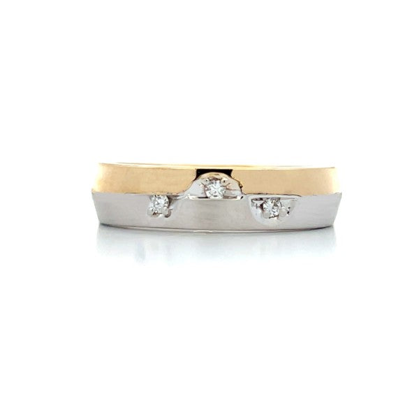 Men's 14K Yellow and White Gold Two-Tone Diamond Wedding Band