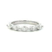 14K White Gold Wedding Band With Marquise Diamonds