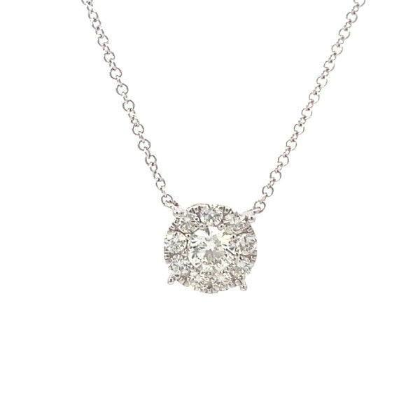 18K White Gold Diamond Cluster Necklace