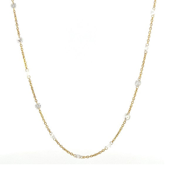 18K Yellow Gold Rose Cut Diamond Station Necklace