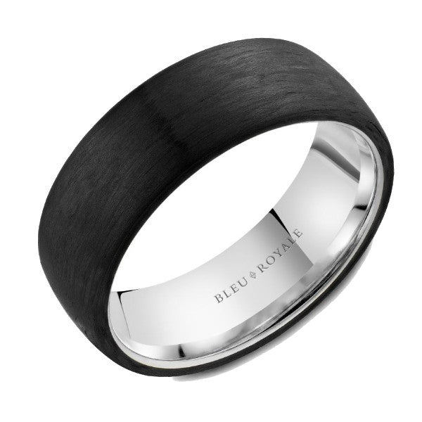 Men's Forged Carbon and Gold Wedding Band