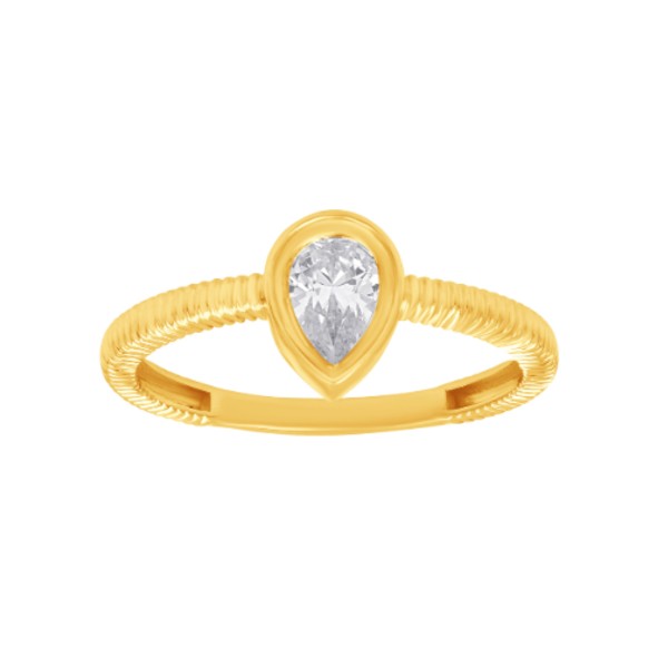 14K Yellow Gold Textured Diamond Ring