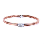 18K Rose Gold Diamond Coil Bangle Bracelet