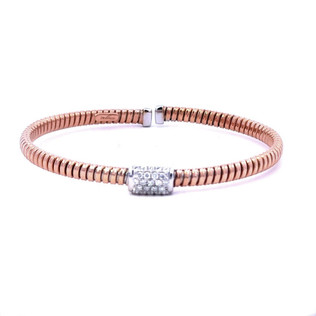 18K Rose Gold Diamond Coil Bangle Bracelet