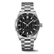 NORQAIN Adventure Sport 42mm Men's Watch, Black Pattern Dial and Stainless Steel Bracelet