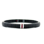 Load image into Gallery viewer, DEMEGLIO Matte Black Ceramic, Diamond and Ruby Bar Stretchable Bracelet