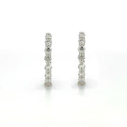 14K White Gold Small Inside/Out Diamond Hoop Earrings 1.05cttw