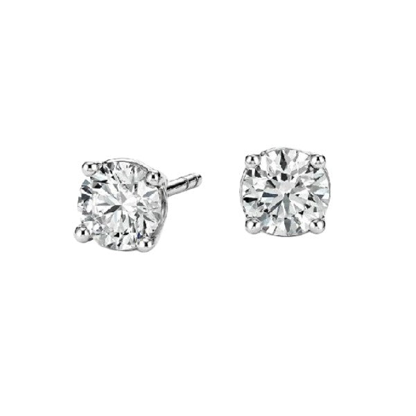 14K White Gold 4-Prong Diamond Stud Earrings 1.05cttw