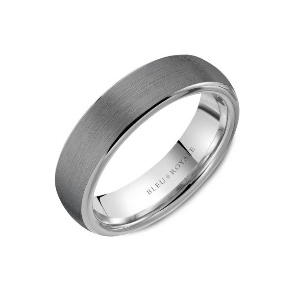 CROWN RING Men's Tantalum and 14K White Gold Wedding Band