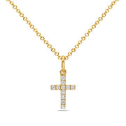 14K Yellow Gold Diamond Cross Necklace
