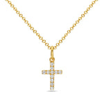 Load image into Gallery viewer, 14K Yellow Gold Diamond Cross Necklace