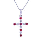 Load image into Gallery viewer, Ruby and Diamond Cross Pendant
