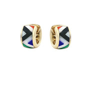 ESTATE 14K Yellow Gold Vintage Asch Grossbardt Zig-Zag Inlay Earrings