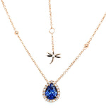 Load image into Gallery viewer, CASATO 18K Rose Gold Bou Drop Tanzanite Halo Necklace