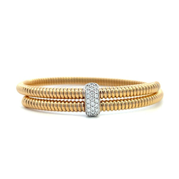 18K Yellow Gold Flexible Coil Diamond Station Bracelet