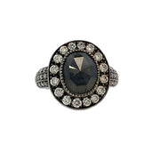 SETHI COUTURE 18K White Gold & Black Rhodium Oval Black Diamond Ring