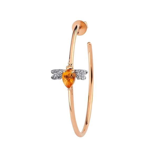 Honey Bee Citrine and Diamond Hoop Earring