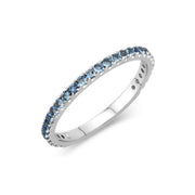 14K White Gold & Blue Topaz Stackable Ring