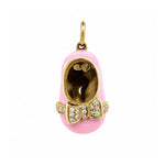 Load image into Gallery viewer, ESTATE Aaron Basha 18K Yellow Gold and Pink Enamel Baby Shoe