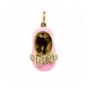 ESTATE Aaron Basha 18K Yellow Gold and Pink Enamel Baby Shoe