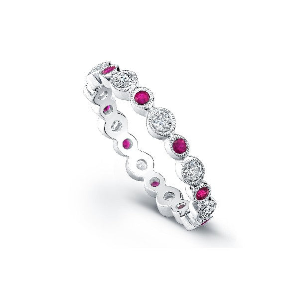 BEVERLEY K 18K White Gold  Ruby and Diamond Eternity Band