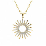 Load image into Gallery viewer, 18K Yellow Gold Celestial Sunburst Pendant Necklace