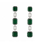 Load image into Gallery viewer, 18K White Gold Alternating Green Tourmaline and Diamond Drop Earrings