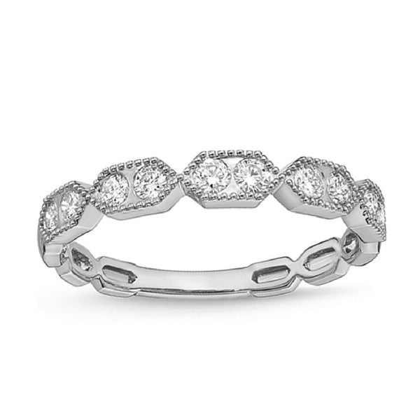 MEMOIRE Vintage Hexagon Stackable Diamond Band