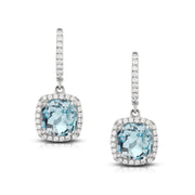 Aquamarine and Diamond Earrings