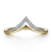 14K Two-Tone Gold Diamond Chevron Ring