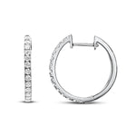 Load image into Gallery viewer, 18K White Gold Diamond Huggie Hoop Earrings
