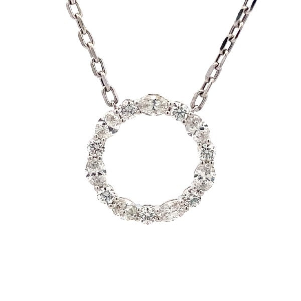 18K White Gold Open Circle Diamond Necklace
