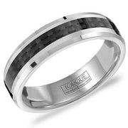 CROWN RING Men's Tungsten & Carbon Inlay Wedding Band