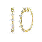 14K Yellow Gold Diamond Medium Hoop Earrings