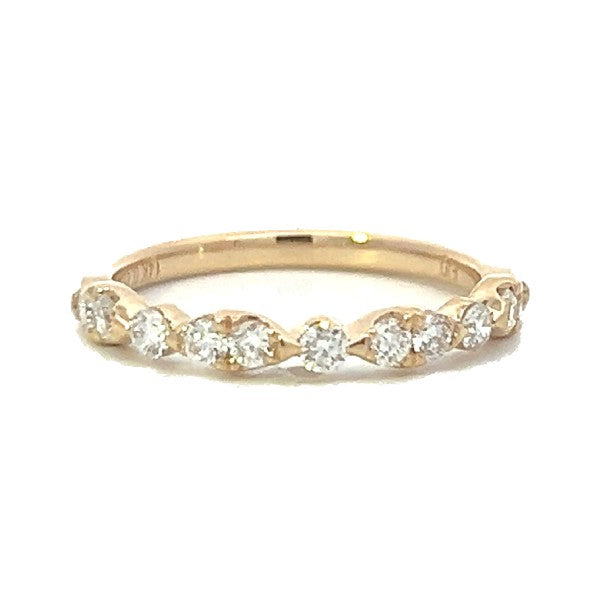 14K Yellow Gold Wedding Band with Marquise Pattern