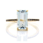 Load image into Gallery viewer, 18K Yellow Gold Aquamarine &amp; Black Diamond Ring