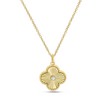 Load image into Gallery viewer, 14K Yellow Gold Diamond Clover Necklace
