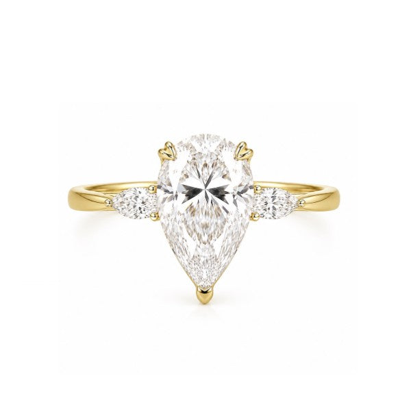 PARADE DESIGNS 14K Yellow Gold Pear 3-Stone Hidden Halo Engagement Ring