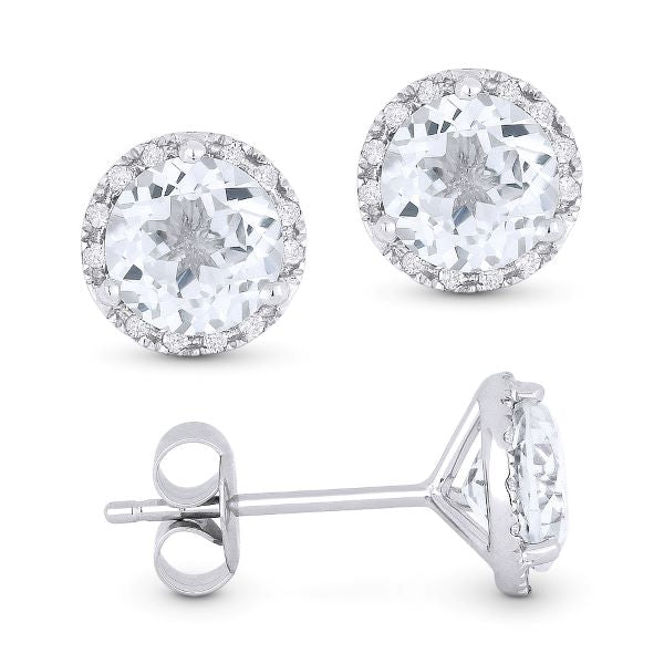 White Topaz and Diamond Earrings