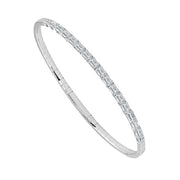 14K White Gold Flexible Emerald Cut Diamond Bracelet 2.50cttw