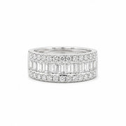 18K White Gold 3-Row Diamond Ring