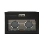 WOLF Roadster Double Watch Winder with Storage Ebony