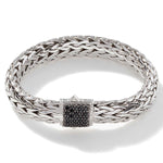 Load image into Gallery viewer, Classic Chain 10.5mm Silver Bracelet With Black Sapphire Clasp
